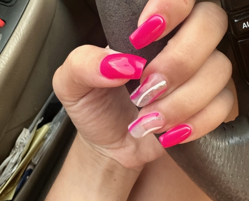 Hot pink summer nails