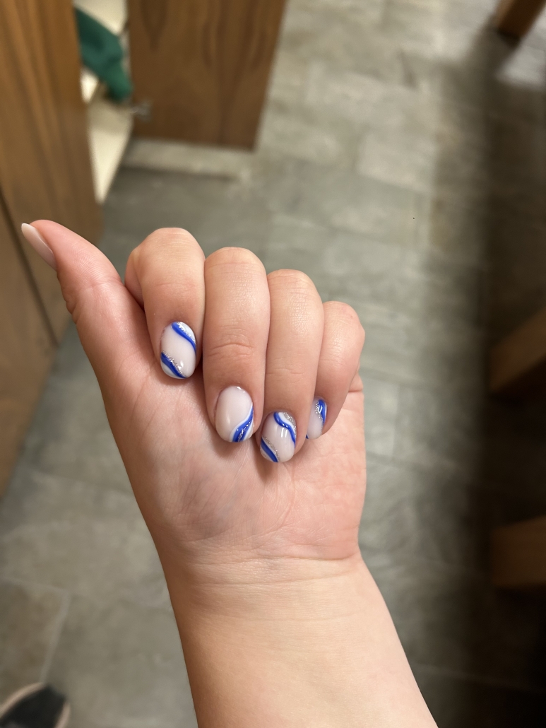 Blue and silver nail