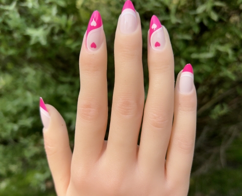 Pink heart nail design