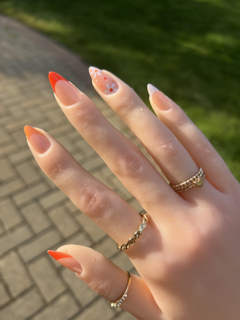 Orange French tip nails