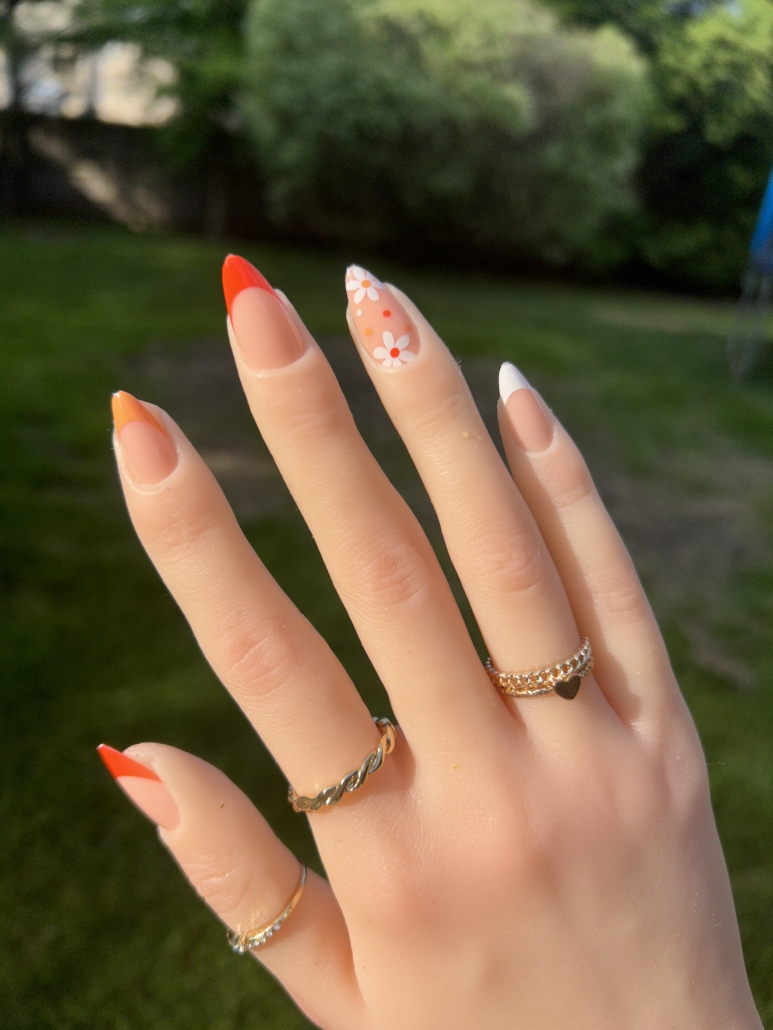 Orange French nails