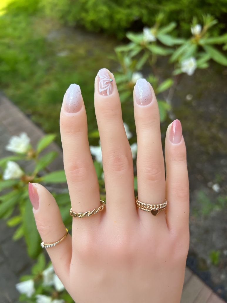 Pink white ombre nail