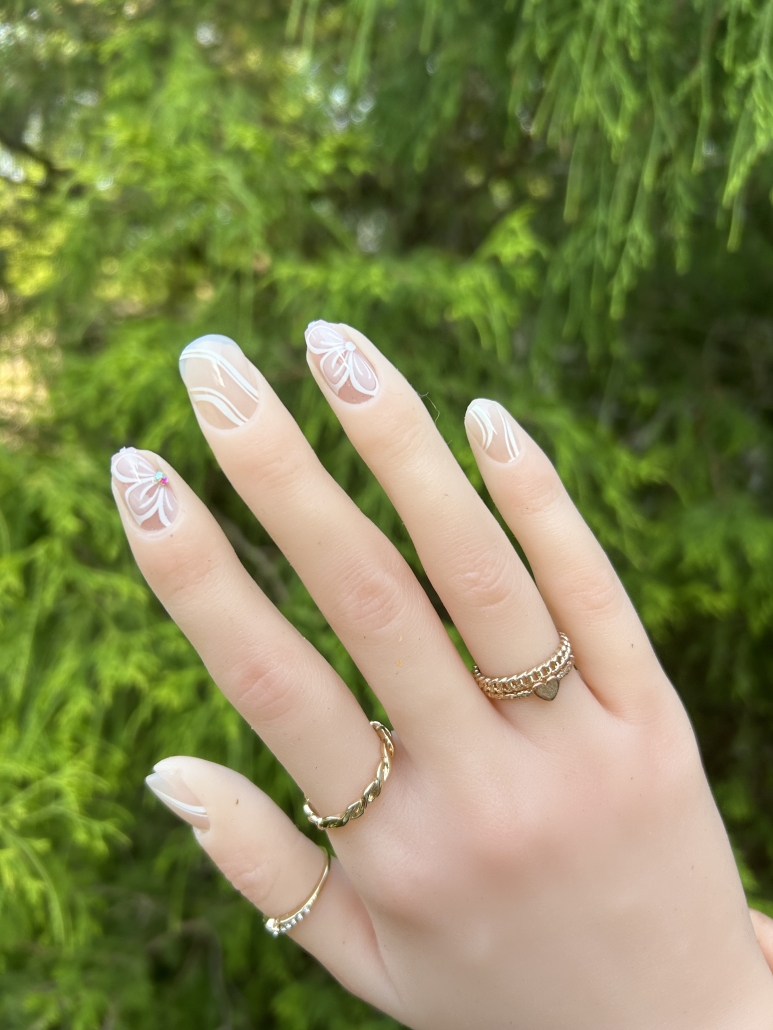 Clear nails flowers trendy