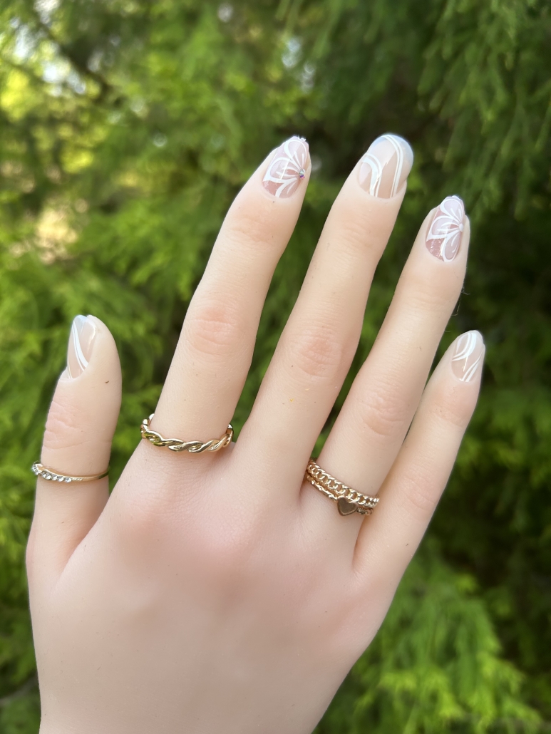 Clear nails with flowers