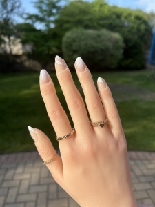 White Ombre Nails with Lines Design