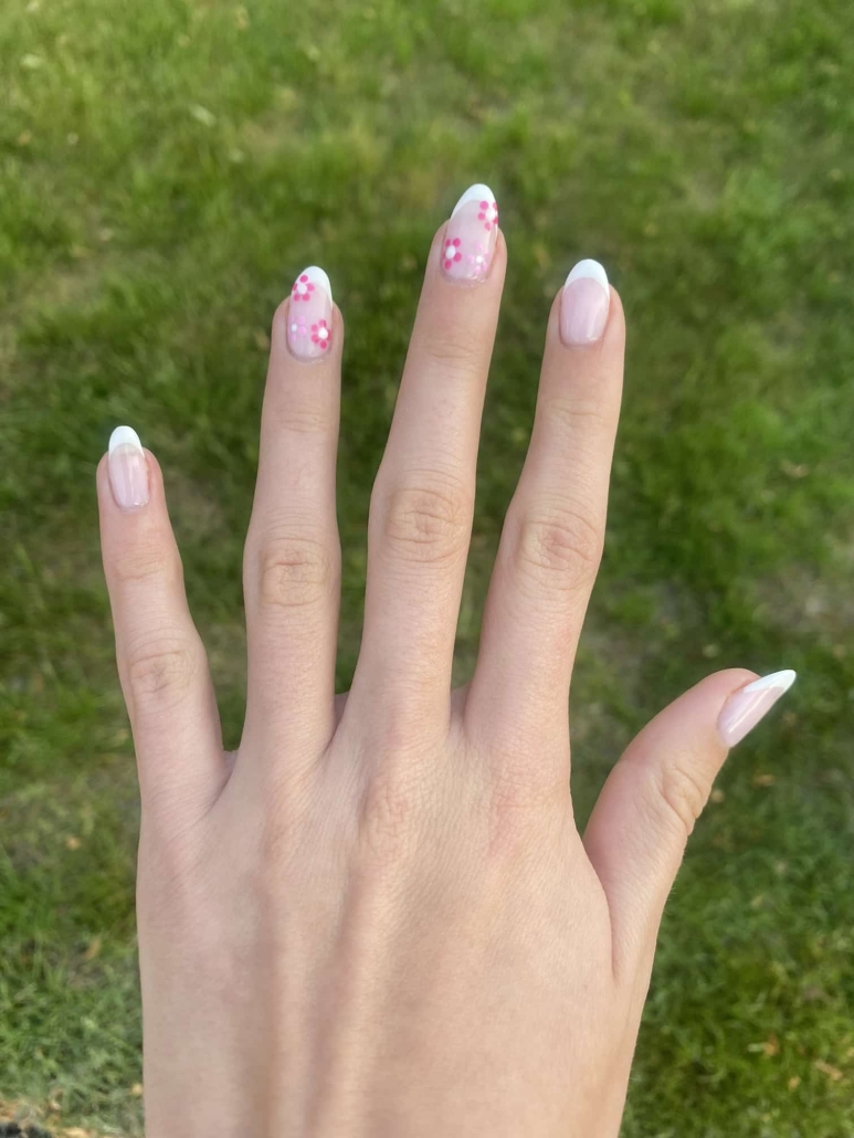 Spring Nail Idea: French Tips With Flowers -  Fashion Blog