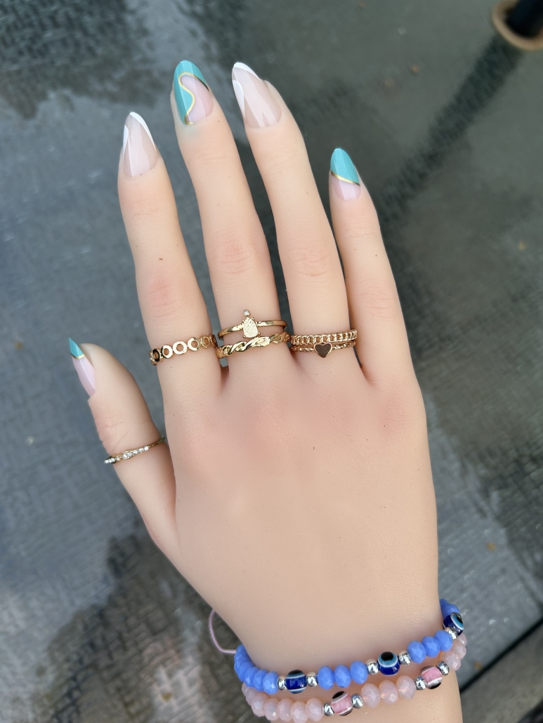 Blue white nails