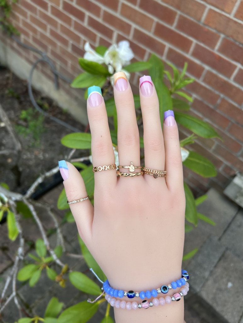 French tip pastel nails