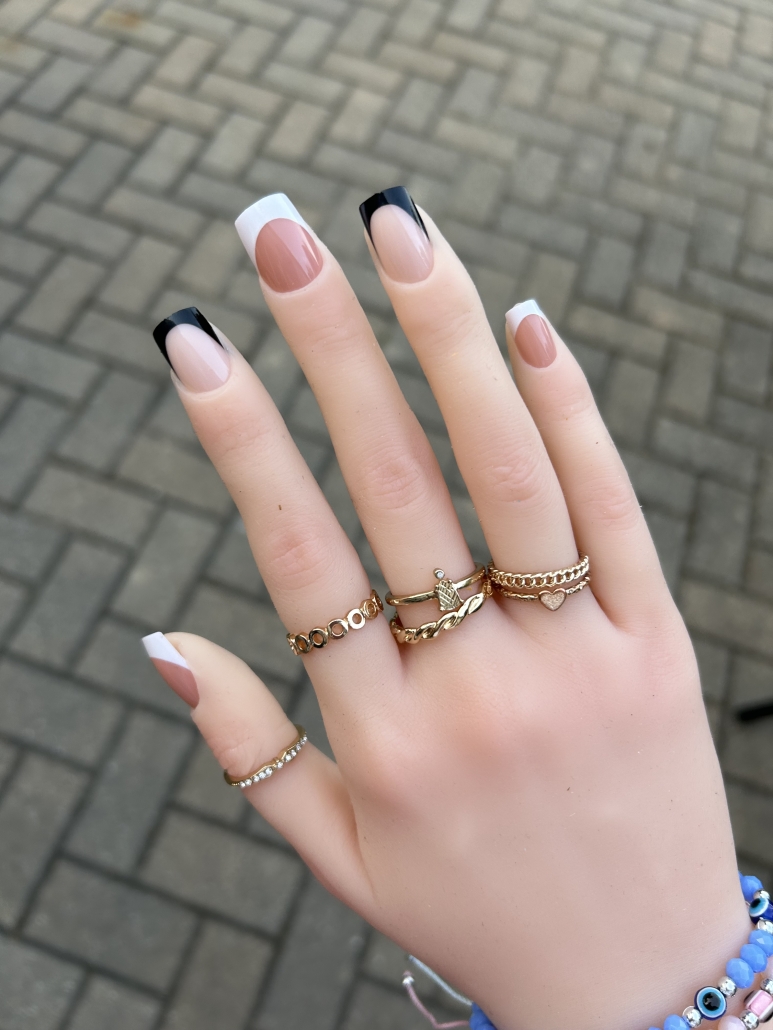 Black and white nails