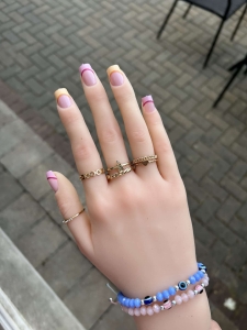 Yellow and Pink Nails Idea