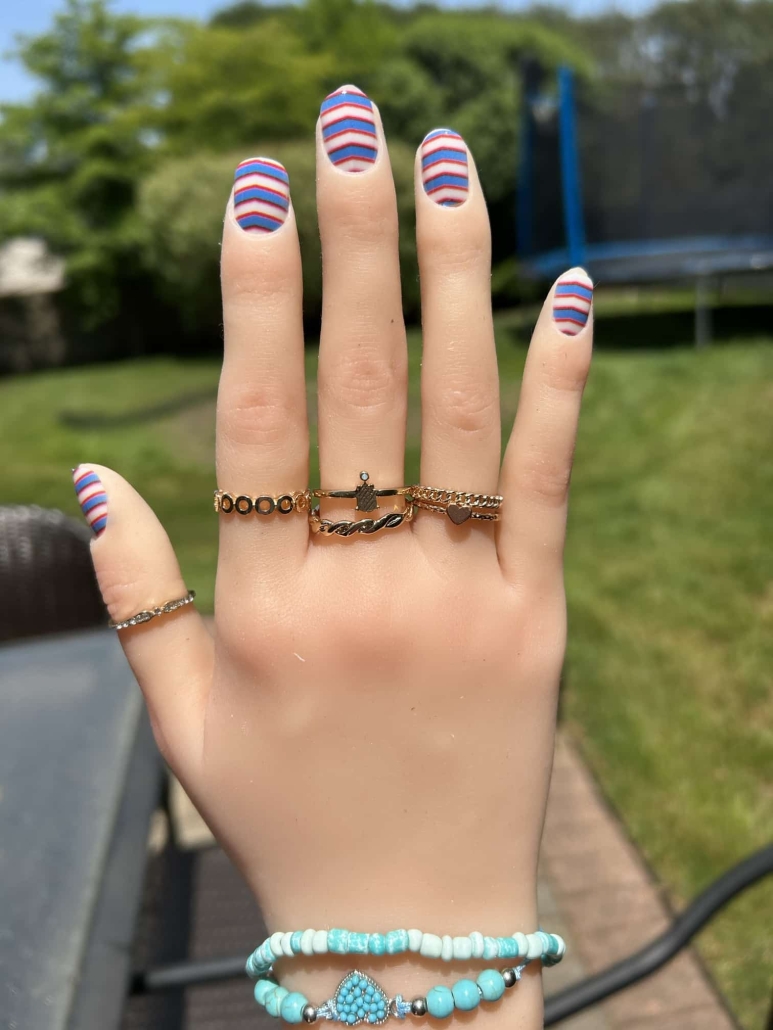 Red white and blue nails